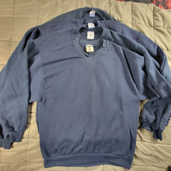 Vintage Jerzees And Bike Mens XL Dark Blue Pullover Long Sleeve Made In The USA